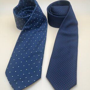 Vintage John Weitz By Burma Men’s Wear Navy Blue Neck Tie Polka Dots Set Of 2